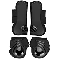4 Uds Protector de pierna de caballo elástico botas de pierna trasera delantera de caballo botas de montar a caballo…